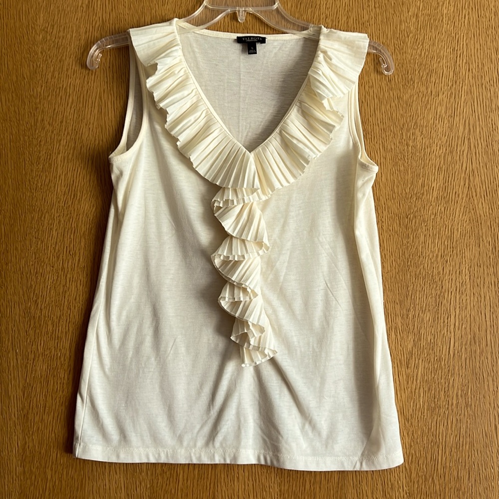 Talbots Ruffled Cream Off White Tank‎ Size Small
